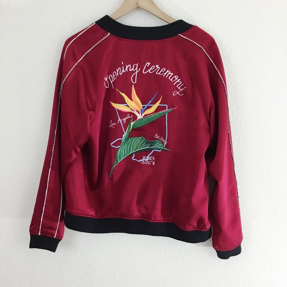 Opening Ceremony Red Silk Bomber Size L